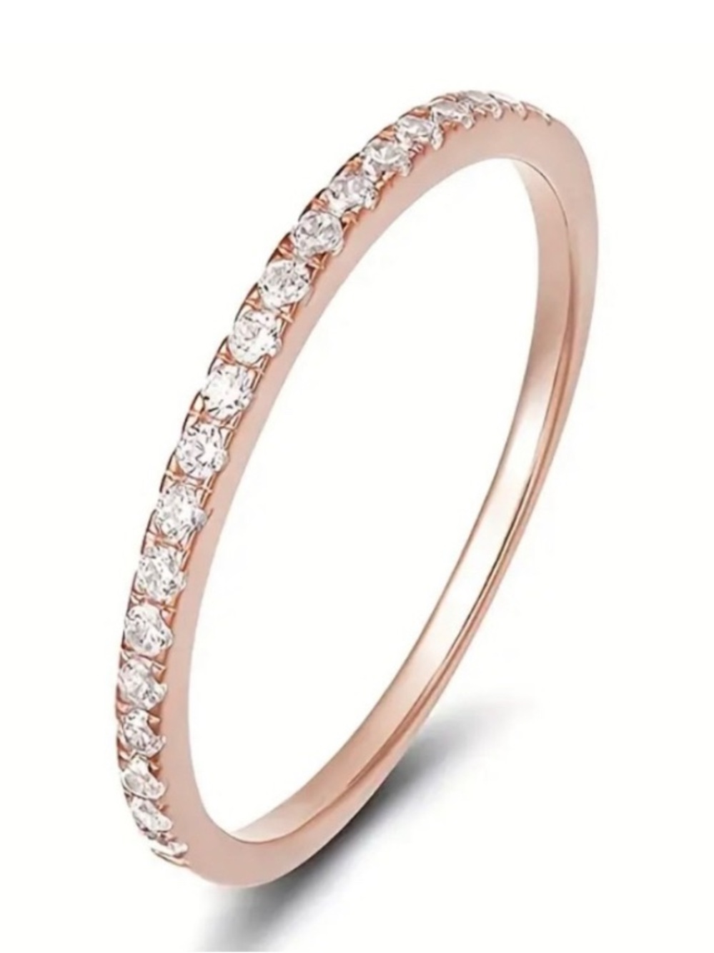 Single Row Rose Gold and Diamond Ring